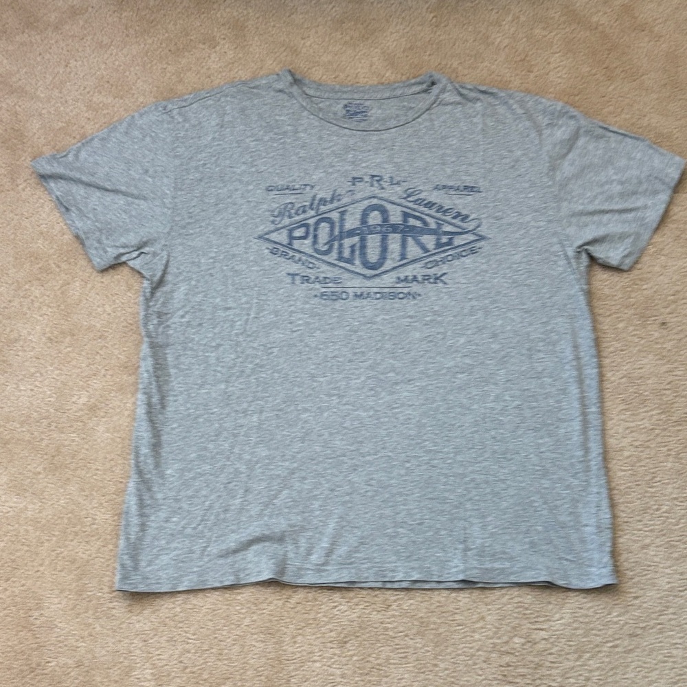 Polo by Ralph Lauren Heather Gray Tee with Blue Logo